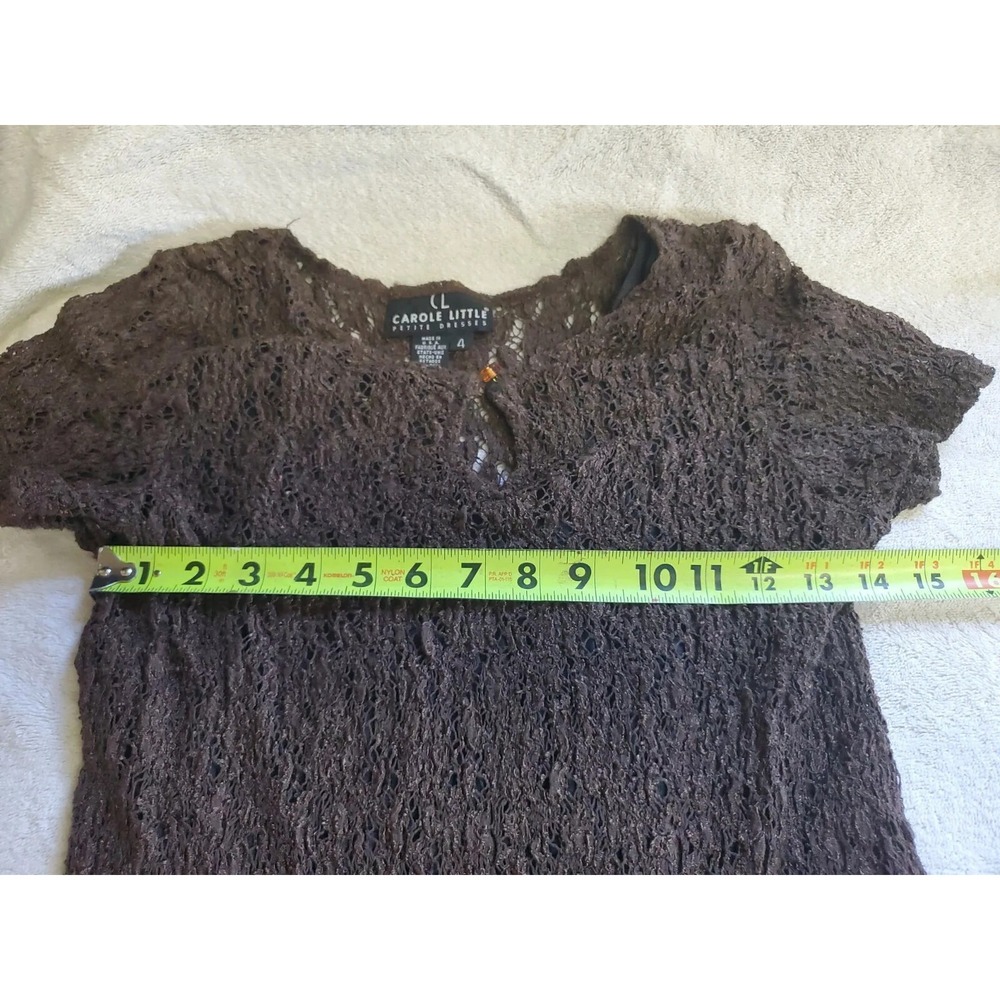 Carole Little Full Brown Croche Dress size 4P - Picture 4 of 6